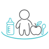 icono niño y alimentos