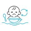 icono niño triste comiendo