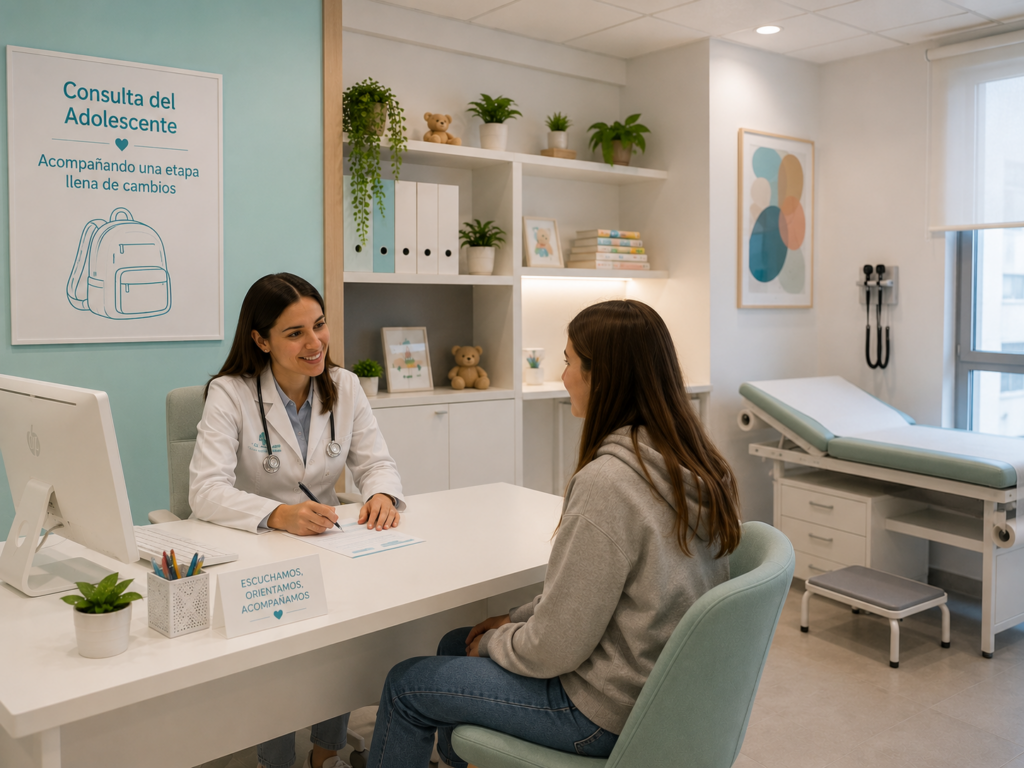 consulta médica con adolescente