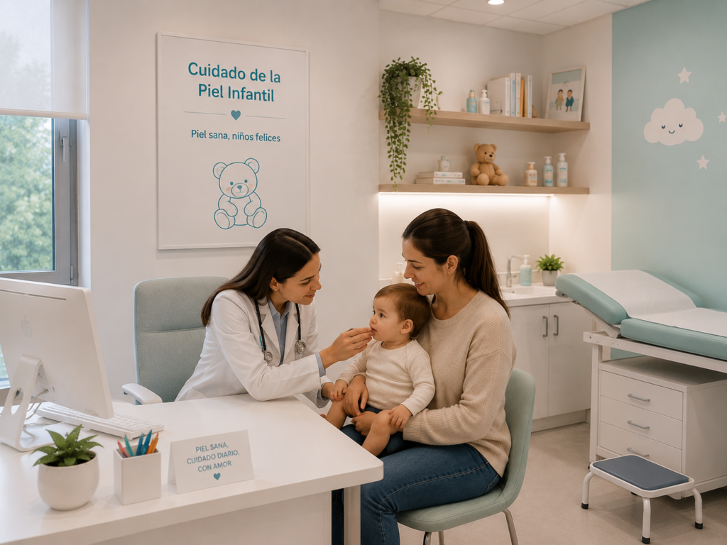 consulta dermatológica con bebé