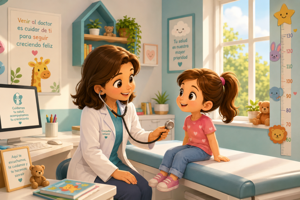 FOTO ANIMADA DE UNA CONSULTA PEDIÁTRICA